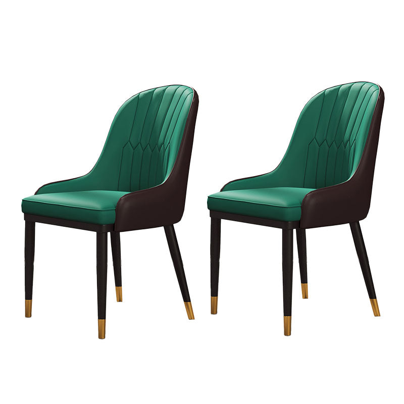 Silla auxiliar de comedor de cuero con respaldo sólido de diseño escandinavo