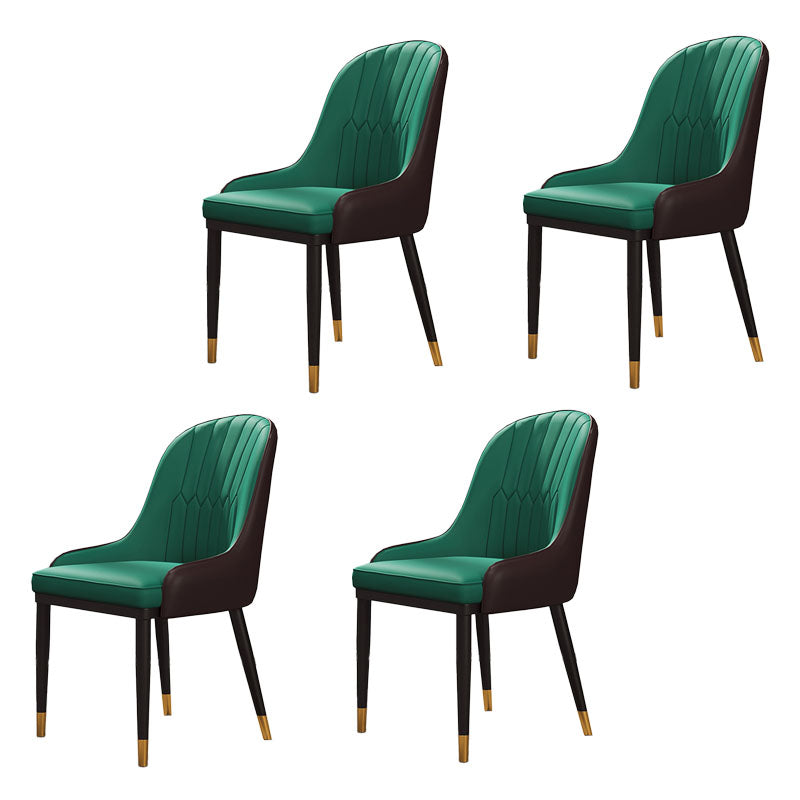 Silla auxiliar de comedor de cuero con respaldo sólido de diseño escandinavo