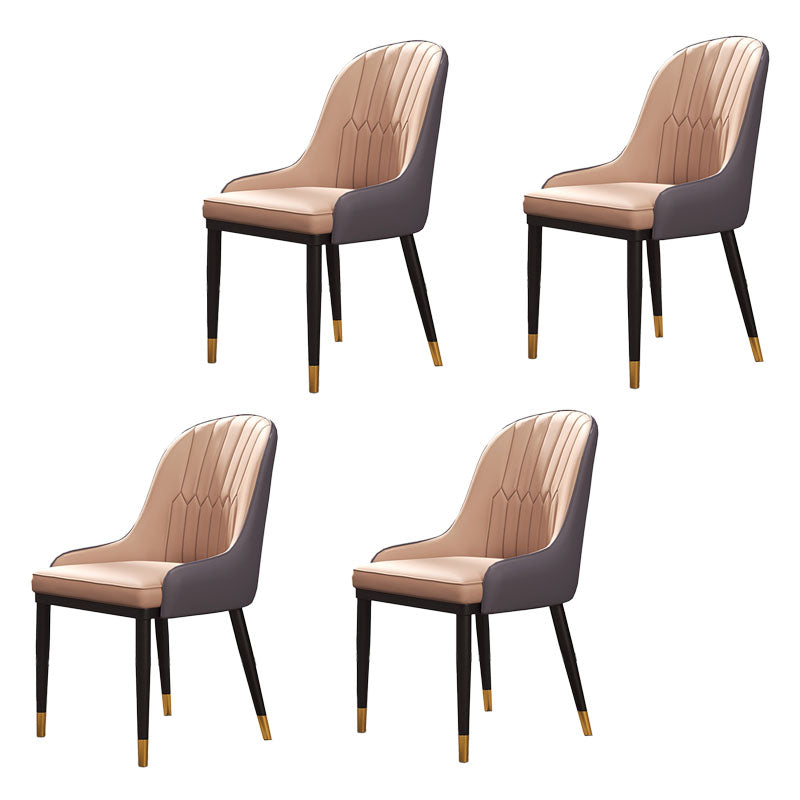 Silla auxiliar de comedor de cuero con respaldo sólido de diseño escandinavo