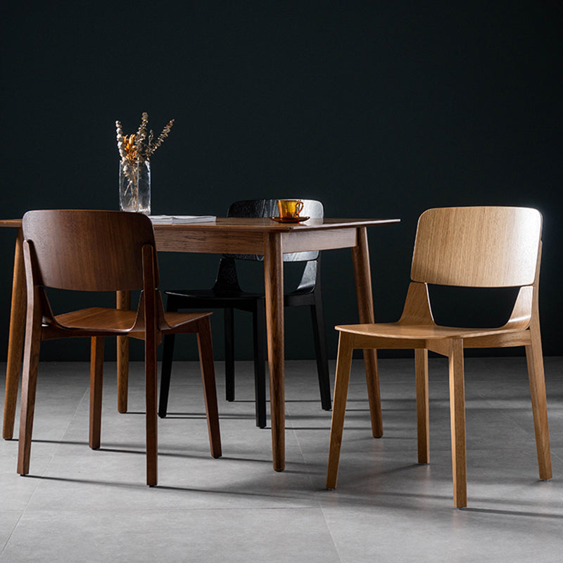 Silla de comedor de madera moderna con respaldo abierto, sillas laterales sin brazos para el hogar