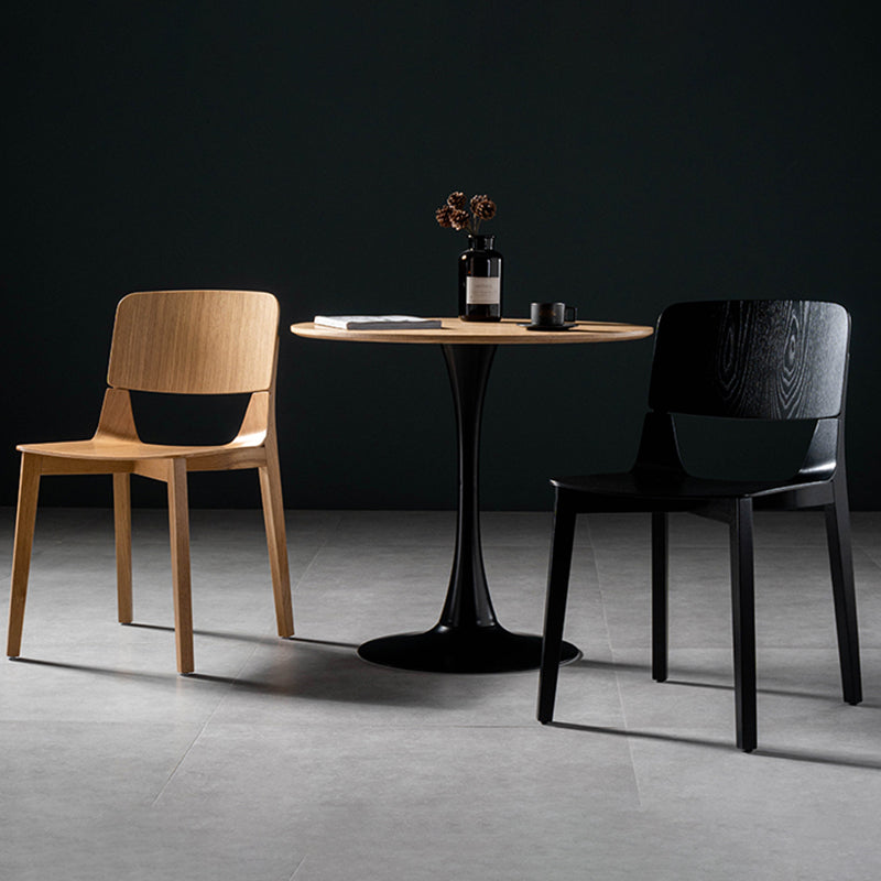 Silla de comedor de madera moderna con respaldo abierto, sillas laterales sin brazos para el hogar
