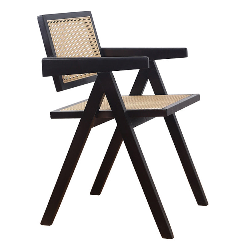 Silla de comedor contemporánea con respaldo abierto de madera maciza con acabado mate