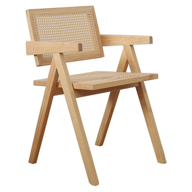 Silla de comedor contemporánea con respaldo abierto de madera maciza con acabado mate