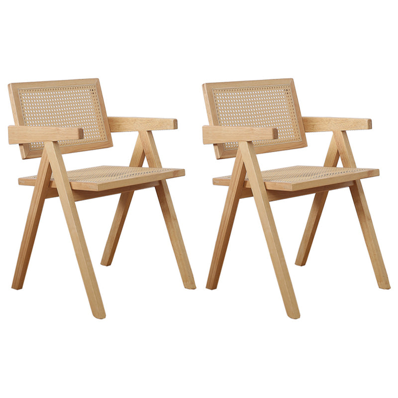 Silla de comedor contemporánea con respaldo abierto de madera maciza con acabado mate