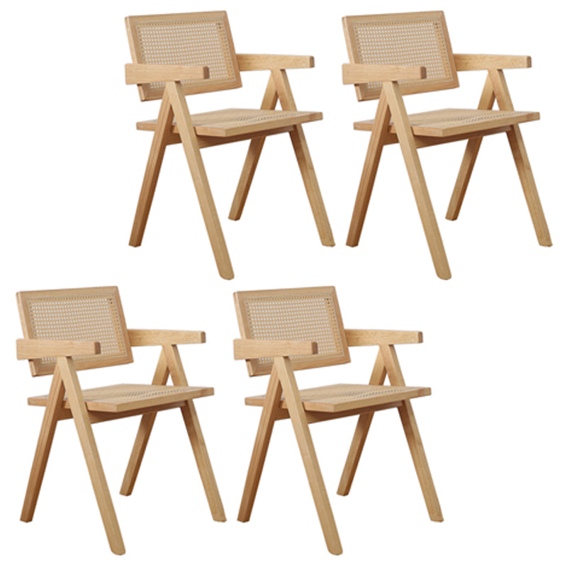 Silla de comedor contemporánea con respaldo abierto de madera maciza con acabado mate