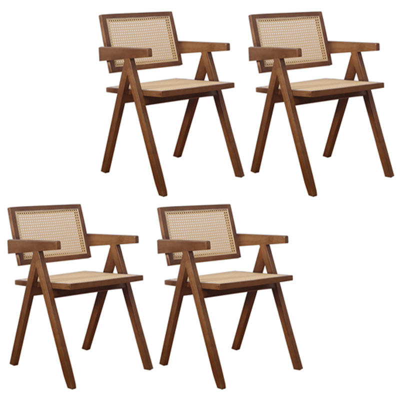 Silla de comedor contemporánea con respaldo abierto de madera maciza con acabado mate