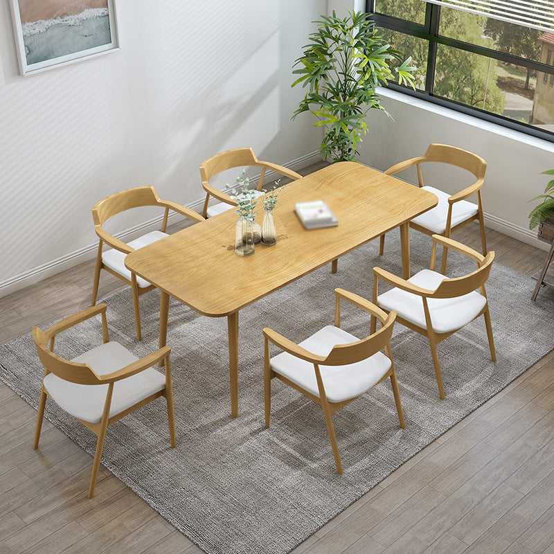1/2/4/5/7 Pcs Pine Wood Modern Dining Set with Rectangle Table Dinette Set