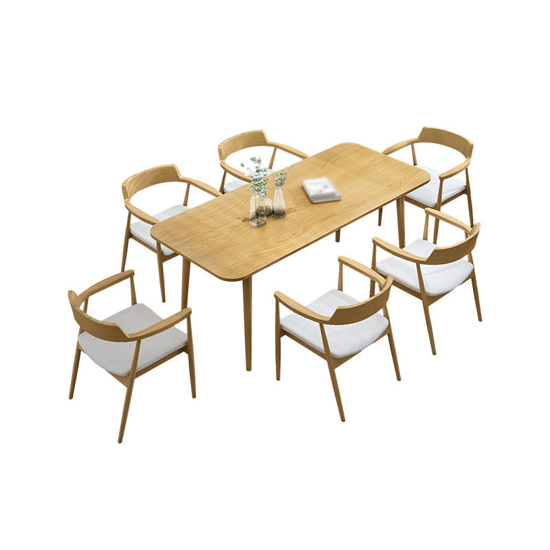1/2/4/5/7 Pcs Pine Wood Modern Dining Set with Rectangle Table Dinette Set