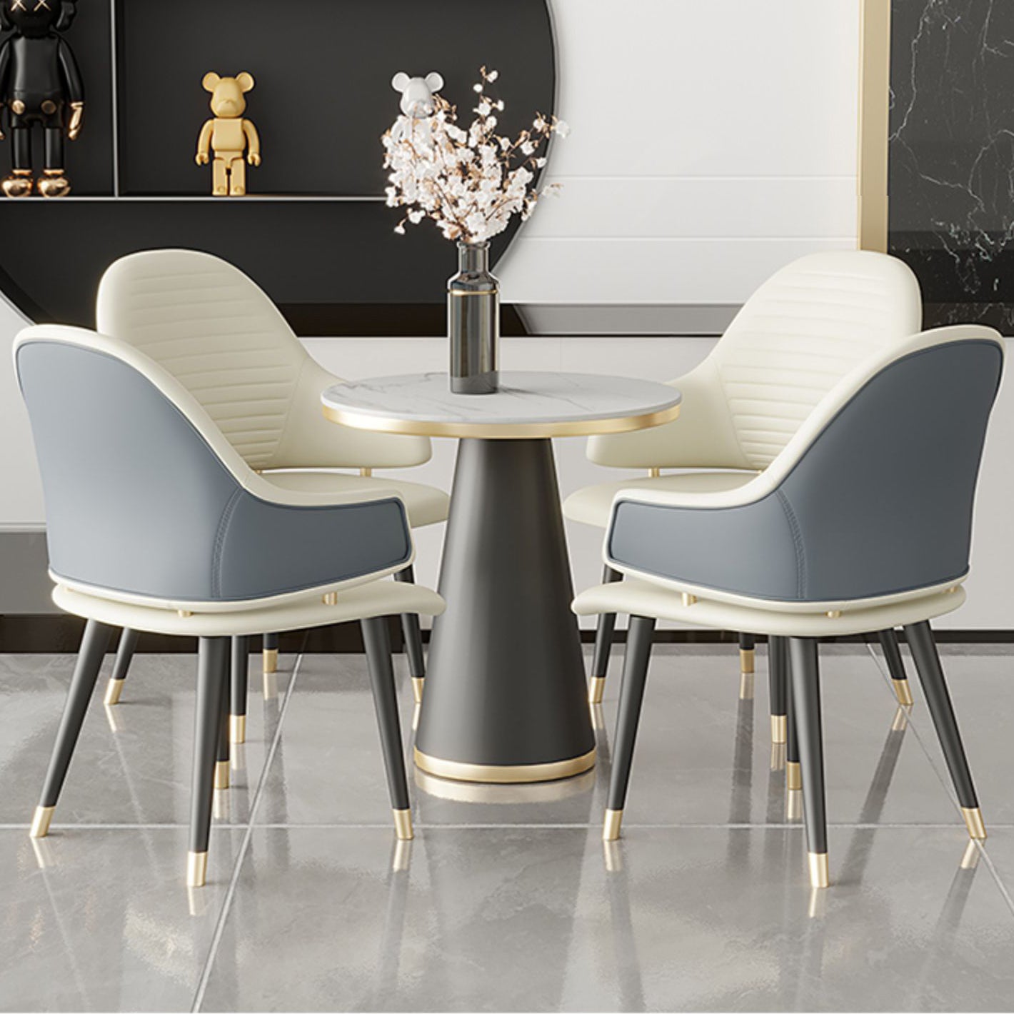 Glam Style 1/5 Pieces Dining Set Sintered Stone Dining Table Set for Home Use