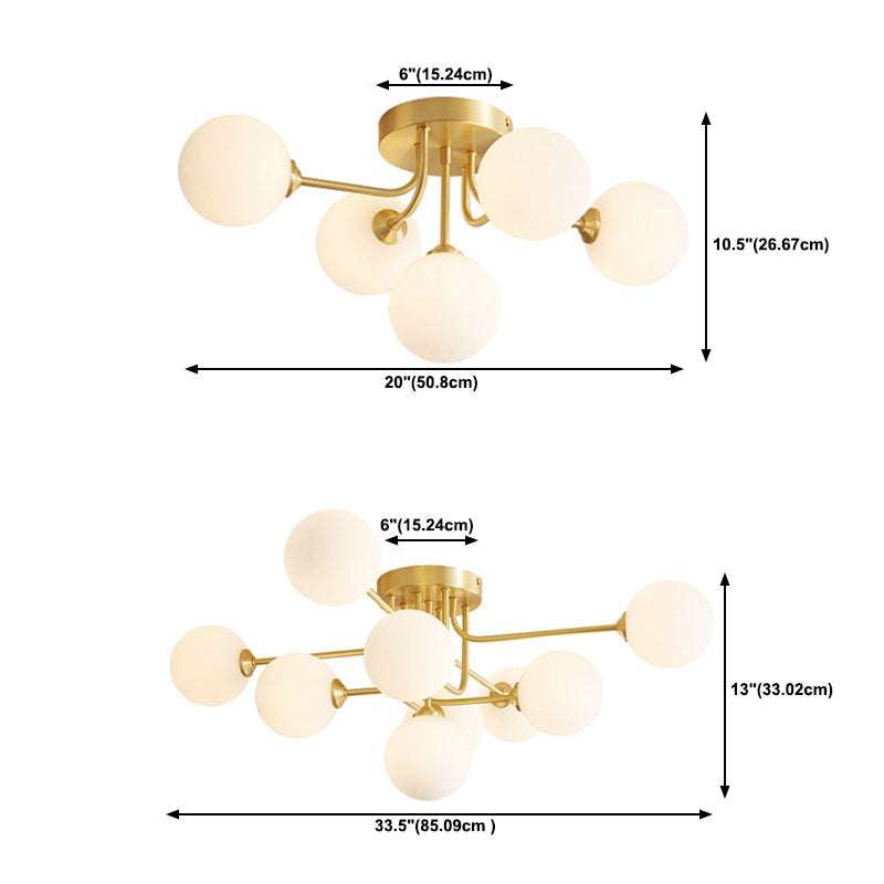 Glass Ball Shape Flush Ceiling Light Modern Style Multi Lights Flush Mount Lighting