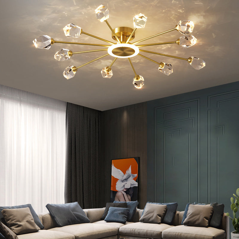 Crystal Geometrische Flush Plafond Licht Modern Multi-Lights Flush Mount Verlichting in Brass