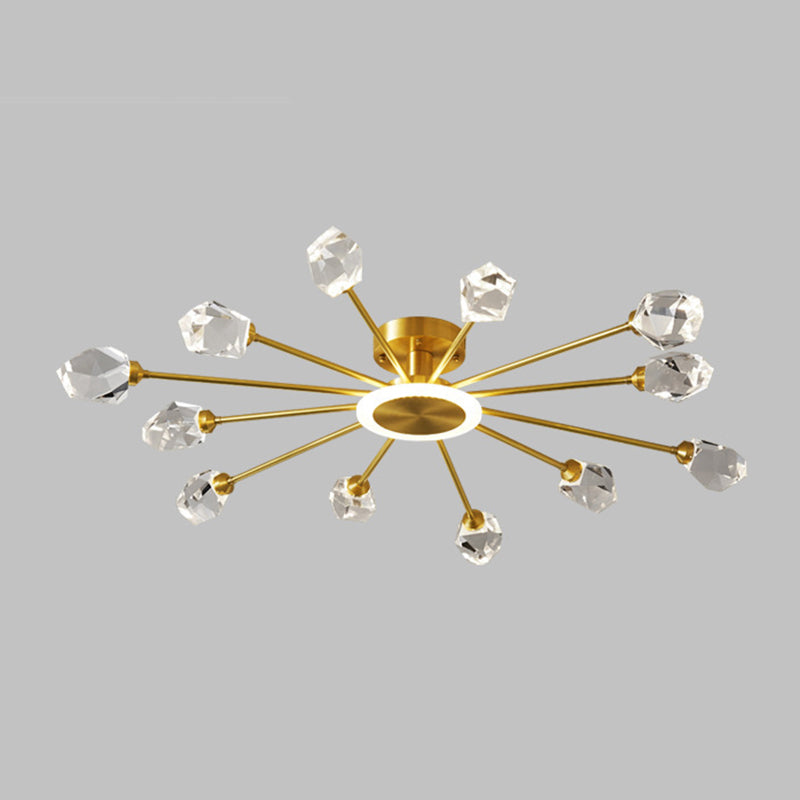 Crystal Geometrische Flush Plafond Licht Modern Multi-Lights Flush Mount Verlichting in Brass