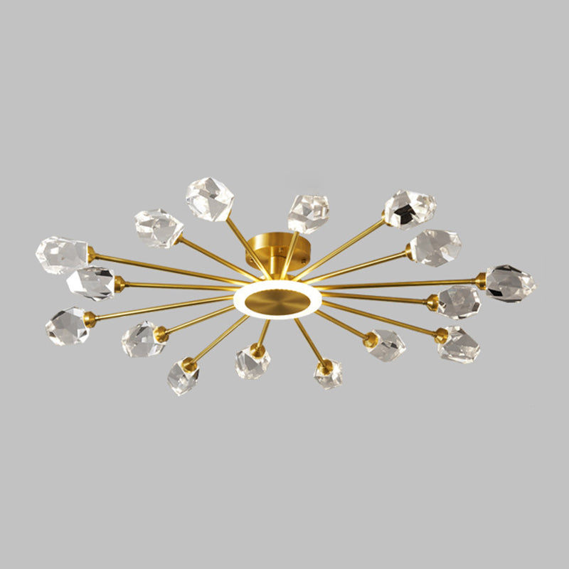 Crystal Geometrische Flush Plafond Licht Modern Multi-Lights Flush Mount Verlichting in Brass