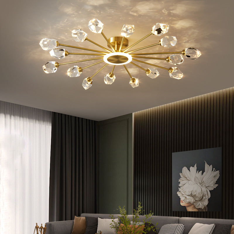 Crystal Geometrische Flush Plafond Licht Modern Multi-Lights Flush Mount Verlichting in Brass