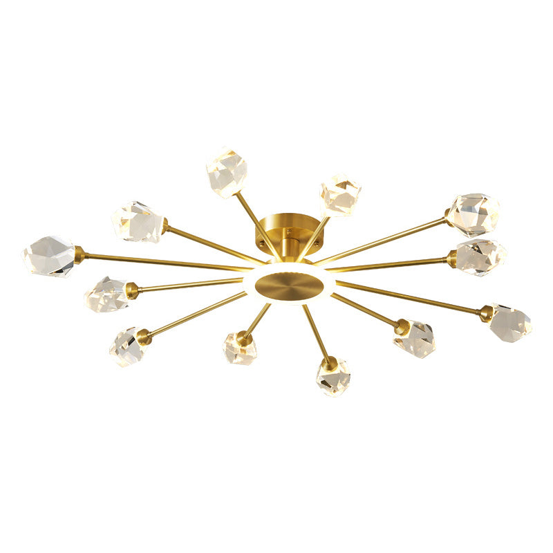 Crystal Geometrische Flush Plafond Licht Modern Multi-Lights Flush Mount Verlichting in Brass