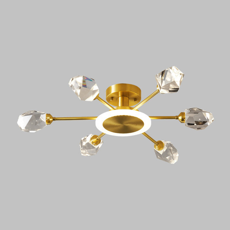 Crystal Geometrische Flush Plafond Licht Modern Multi-Lights Flush Mount Verlichting in Brass