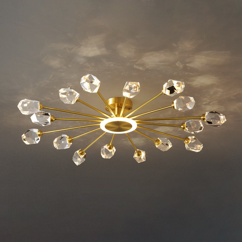 Crystal Geometrische Flush Plafond Licht Modern Multi-Lights Flush Mount Verlichting in Brass