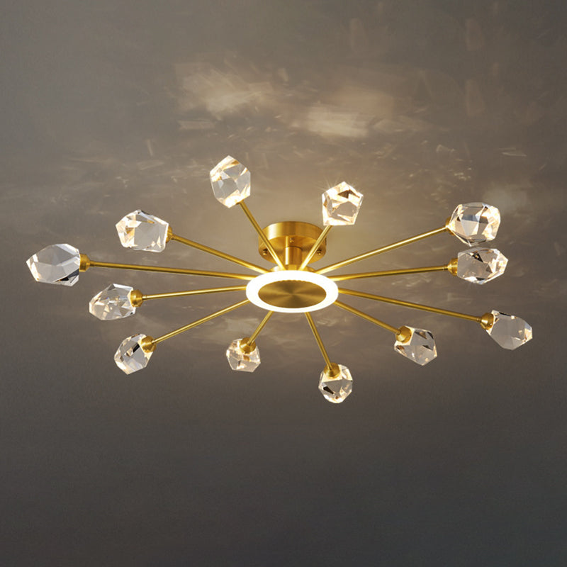 Crystal Geometrische Flush Plafond Licht Modern Multi-Lights Flush Mount Verlichting in Brass