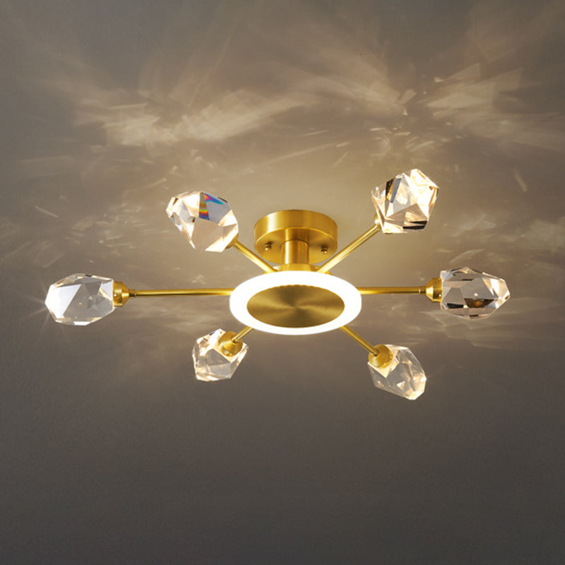 Crystal Geometrische Flush Plafond Licht Modern Multi-Lights Flush Mount Verlichting in Brass