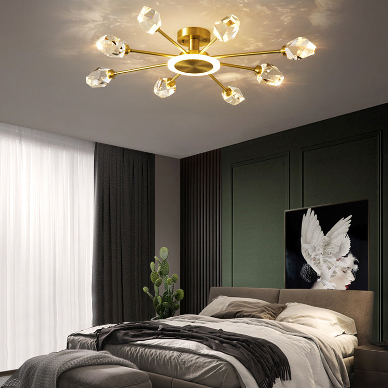 Crystal Geometrische Flush Plafond Licht Modern Multi-Lights Flush Mount Verlichting in Brass