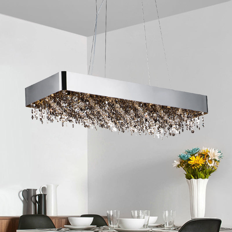 Ideas de iluminación de isla rectángulo de estilo contemporáneo Crystal Island Lights