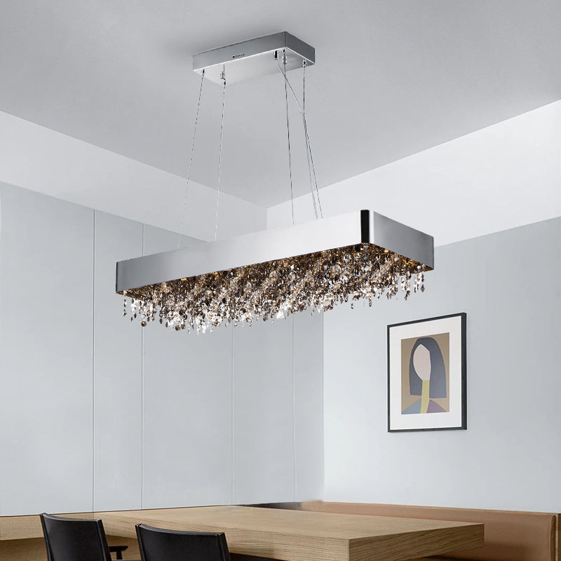 Contemporary Style Rectangle Island Lighting Ideas Crystal Island Lights