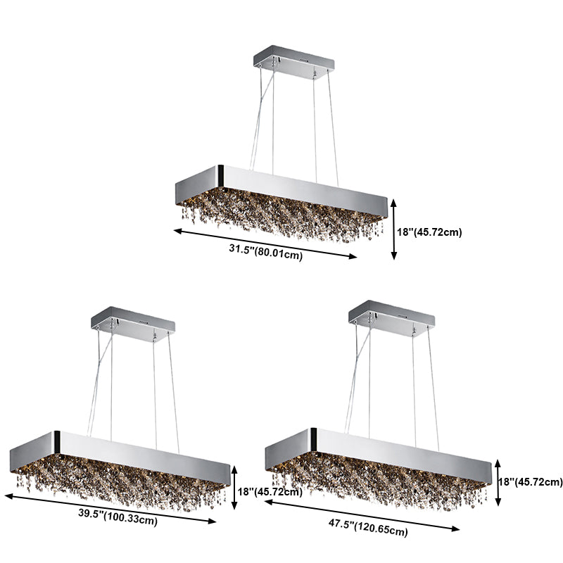Ideas de iluminación de isla rectángulo de estilo contemporáneo Crystal Island Lights
