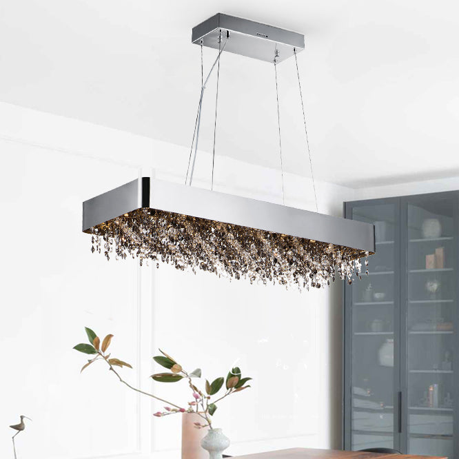 Ideas de iluminación de isla rectángulo de estilo contemporáneo Crystal Island Lights