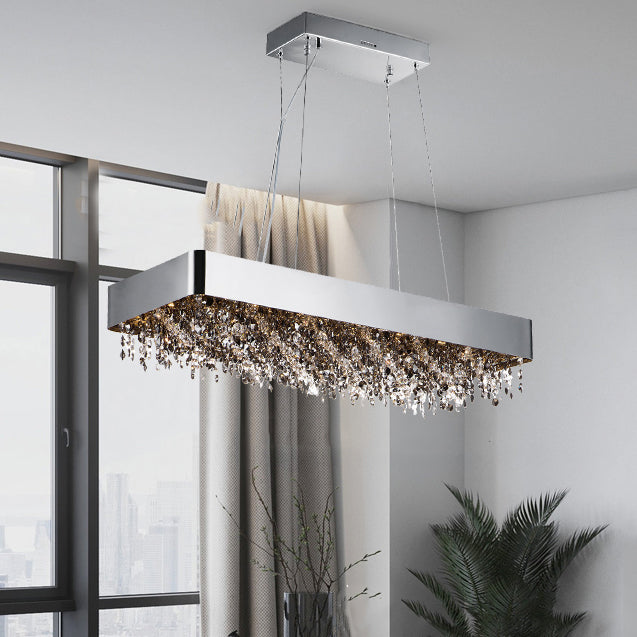 Contemporary Style Rectangle Island Lighting Ideas Crystal Island Lights