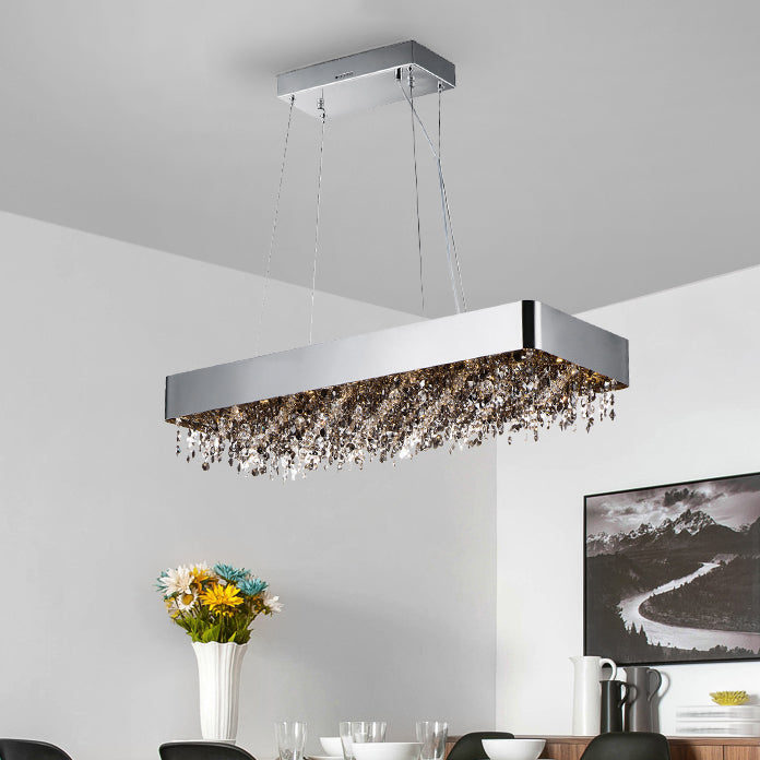 Ideas de iluminación de isla rectángulo de estilo contemporáneo Crystal Island Lights