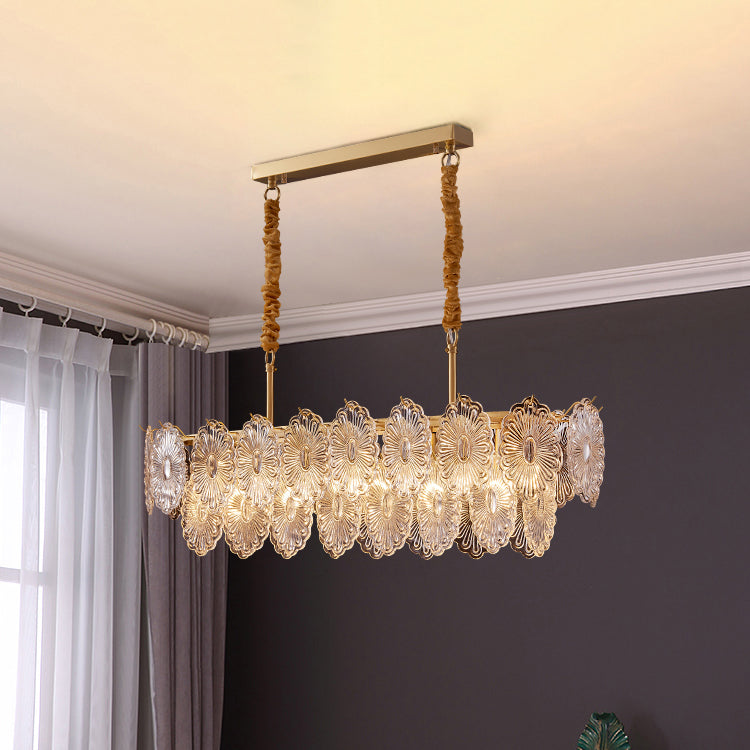 Ideas de iluminación de isla rectangular de estilo contemporáneo luces de isla de vidrio