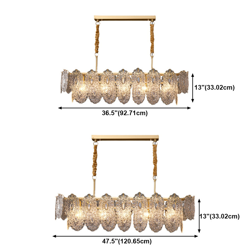 Ideas de iluminación de isla rectangular de estilo contemporáneo luces de isla de vidrio