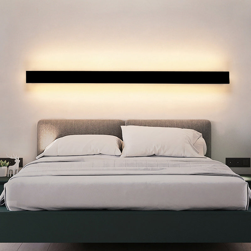 Forma lineal de metal apliques de pared estilo moderno 1 iluminación de montaje de pared de luz en negro
