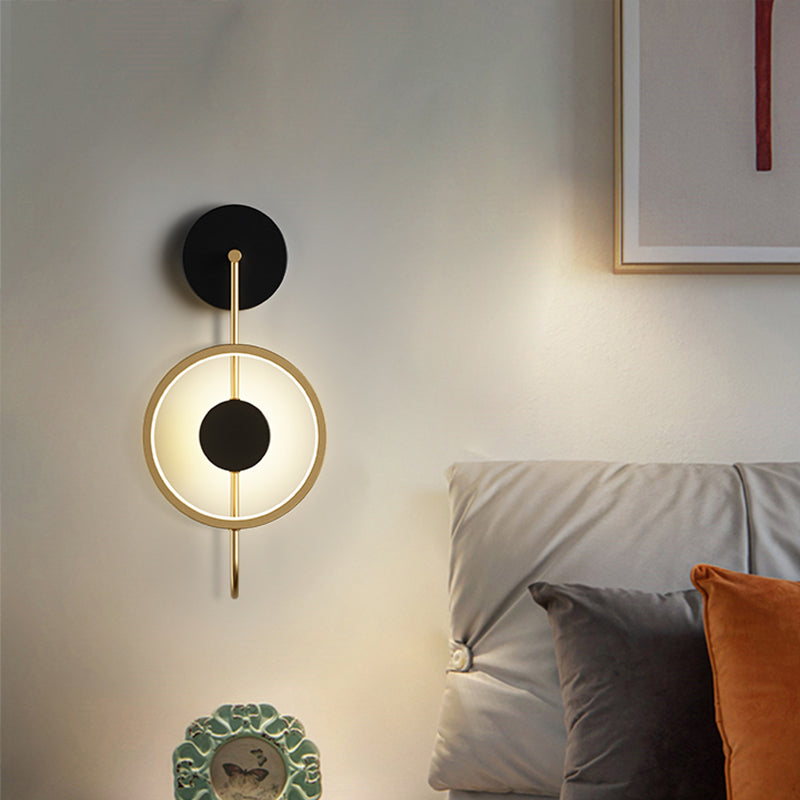 Round Shape Metal Wall Sconce Modern Style 1 Light Wall Mount Lighting