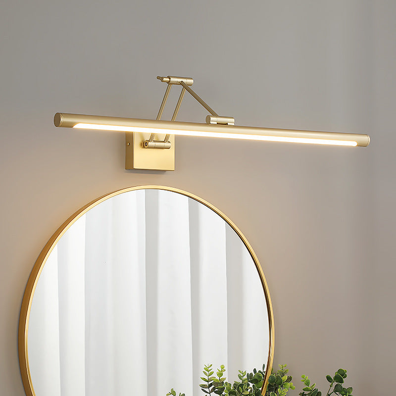 Metal Tube Vanity Wall Sconce Modern Style 1 Light Vanity Lighting Fixtures in Gold