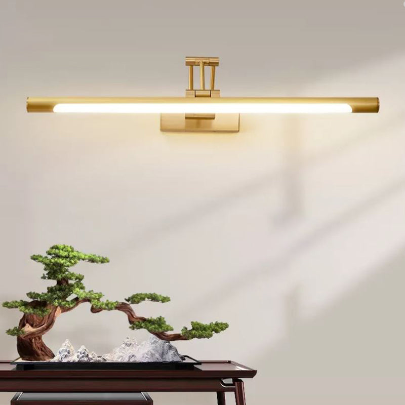 Metal Tube Vanity Wall Sconce Modern Style 1 Light Vanity Lighting Fixtures in Gold