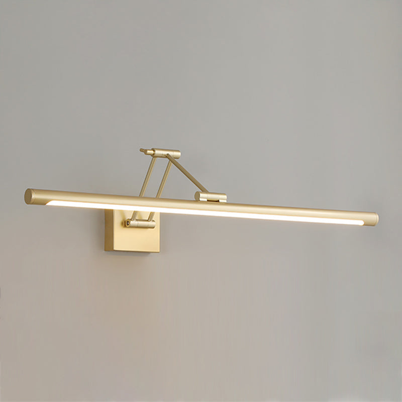 Metal Tube Vanity Wall Sconce Modern Style 1 Light Vanity Lighting Fixtures in Gold