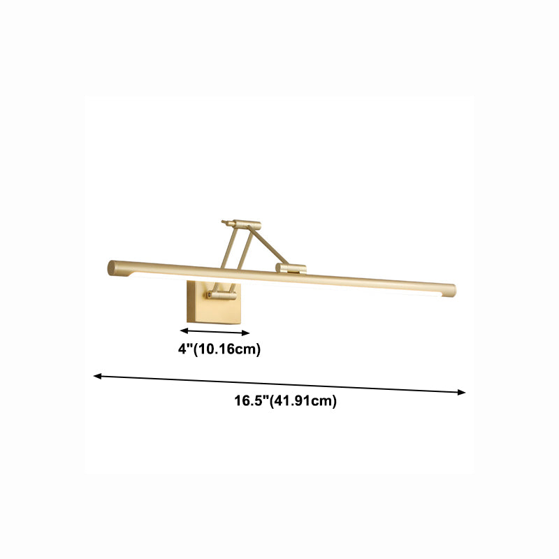 Metal Tube Vanity Wall Sconce Modern Style 1 Light Vanity Lighting Fixtures in Gold