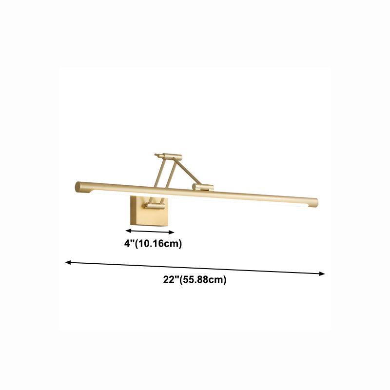 Metal Tube Vanity Wall Sconce Modern Style 1 Light Vanity Lighting Fixtures in Gold