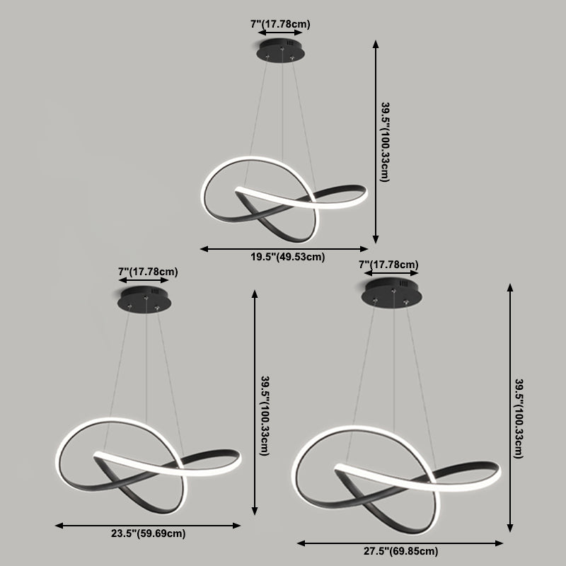 Zeitgenössische gekrümmte Kronleuchter Lichter Metall 1 helles Kronleuchter -Anhänger Licht