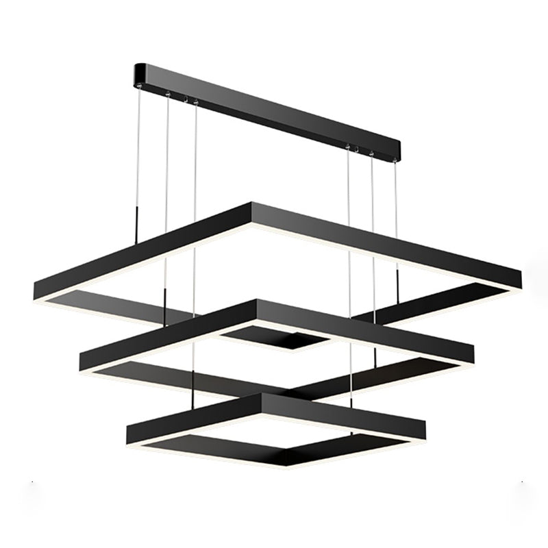 Multi Lights Square Pendant Chandelier Modern Style Metal Hanging Lamps