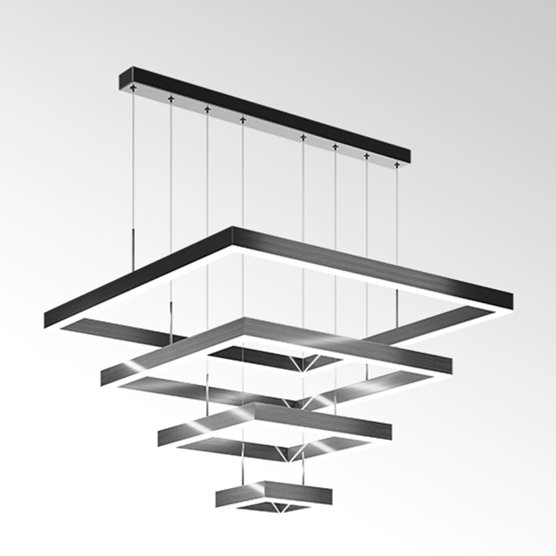 Multi Lights Square Pendant Chandelier Modern Style Metal Hanging Lamps