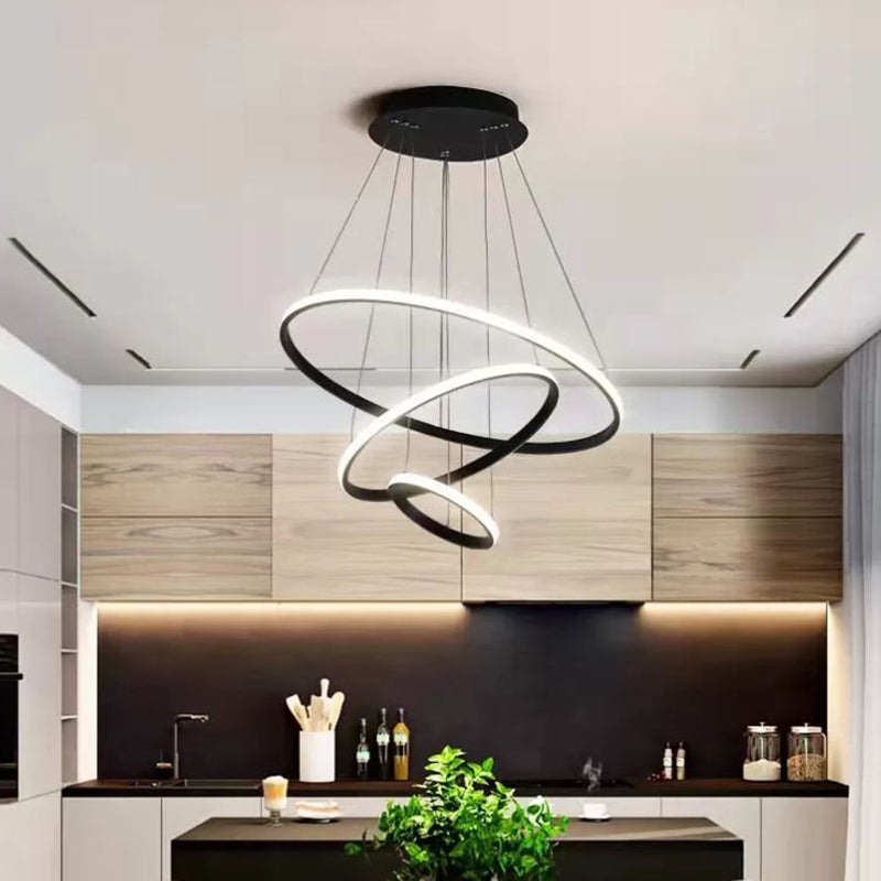 Lineare Metallleuchterleuchten moderner 3-Licht-Kronleuchter-Beleuchtungskörper in Schwarz