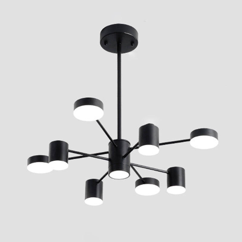 Multi Light Cylindrical Branch Hanging Lights Modern Style Metal Hanging Lighting in Black