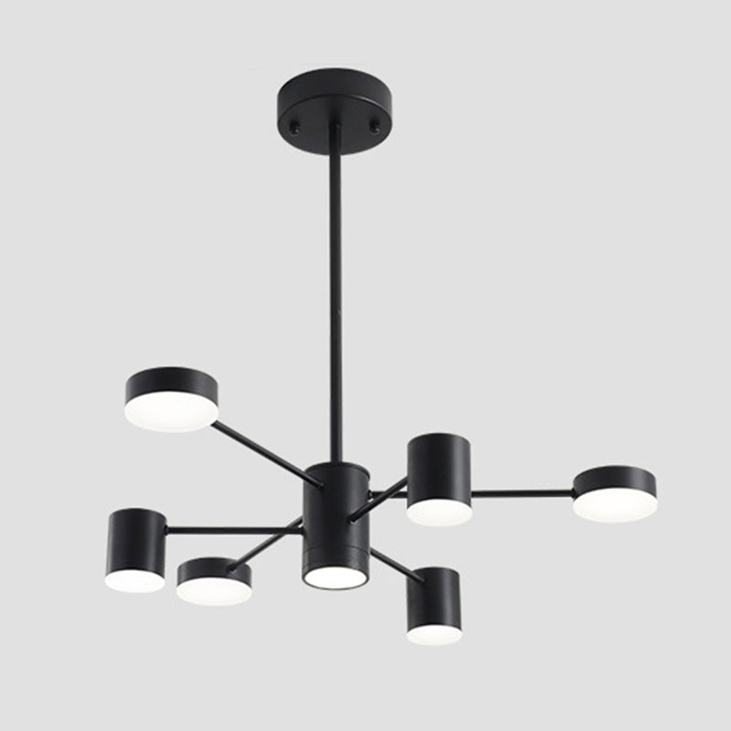 Multi Light Cylindrical Branch Hanging Lights Modern Style Metal Hanging Lighting in Black