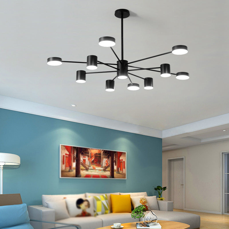 Multi Light Cylindrical Branch Hanging Lights Modern Style Metal Hanging Lighting in Black