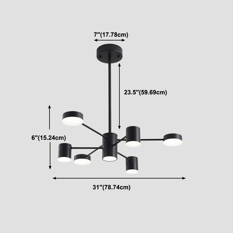 Multi Light Cylindrical Branch Hanging Lights Modern Style Metal Hanging Lighting in Black