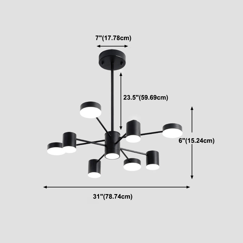 Multi Light Cylindrical Branch Hanging Lights Modern Style Metal Hanging Lighting in Black