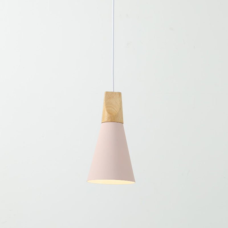 Cone Shape Hanging Lighting Modern Macaron Style Metal 1 Light Hanging Lamp for Restaurant