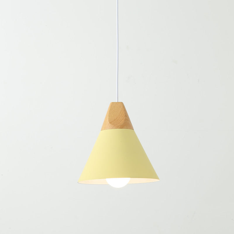 Cone Shape Hanging Lighting Modern Macaron Style Metal 1 Light Hanging Lamp for Restaurant